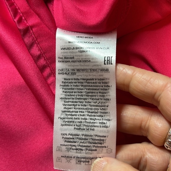 Vero Moda Short Satin Dress Fuchsia Size 14 - Picture 10 of 11